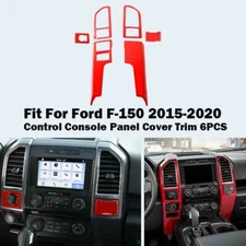 Fit For Ford F-150 2015-2020 Red Control Console Panel Dashboard Cover Trim 6PCS