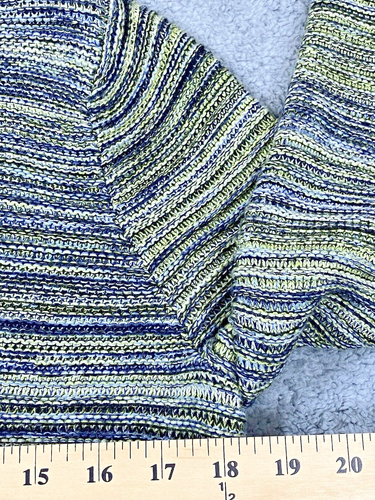 J. JILL Womens Blue Green Knit Striped Pullover Long Sleeve Sweater SZ Medium - Picture 7 of 8