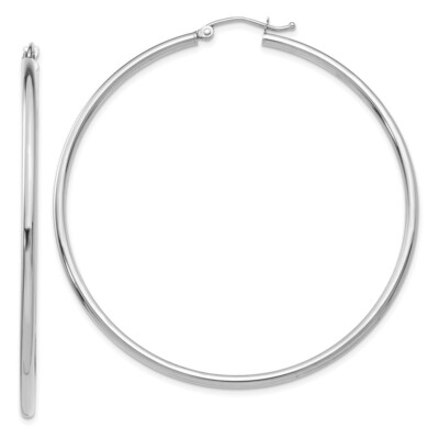 55 mm 10K Weißgold poliert 2 mm leichte Röhre Creolen 10T834L