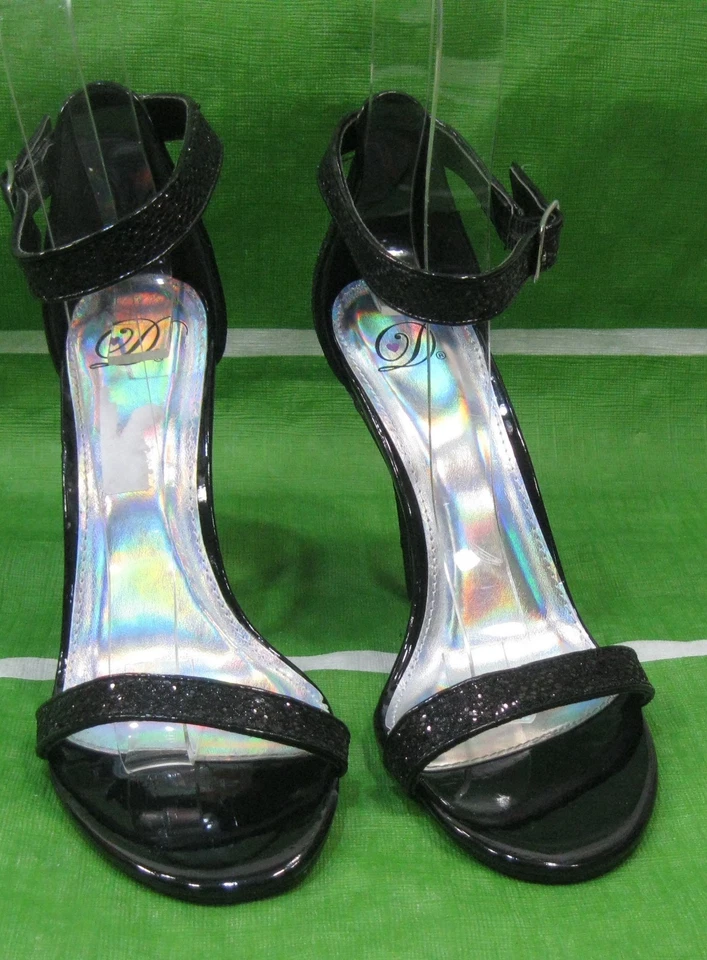 NUEVO DAMAS Negro 4.5" Tacón de Aguja Punta Abierta Correa al Tobillo Zapato MUJERES Talla 8.5 Foto 2 de 4