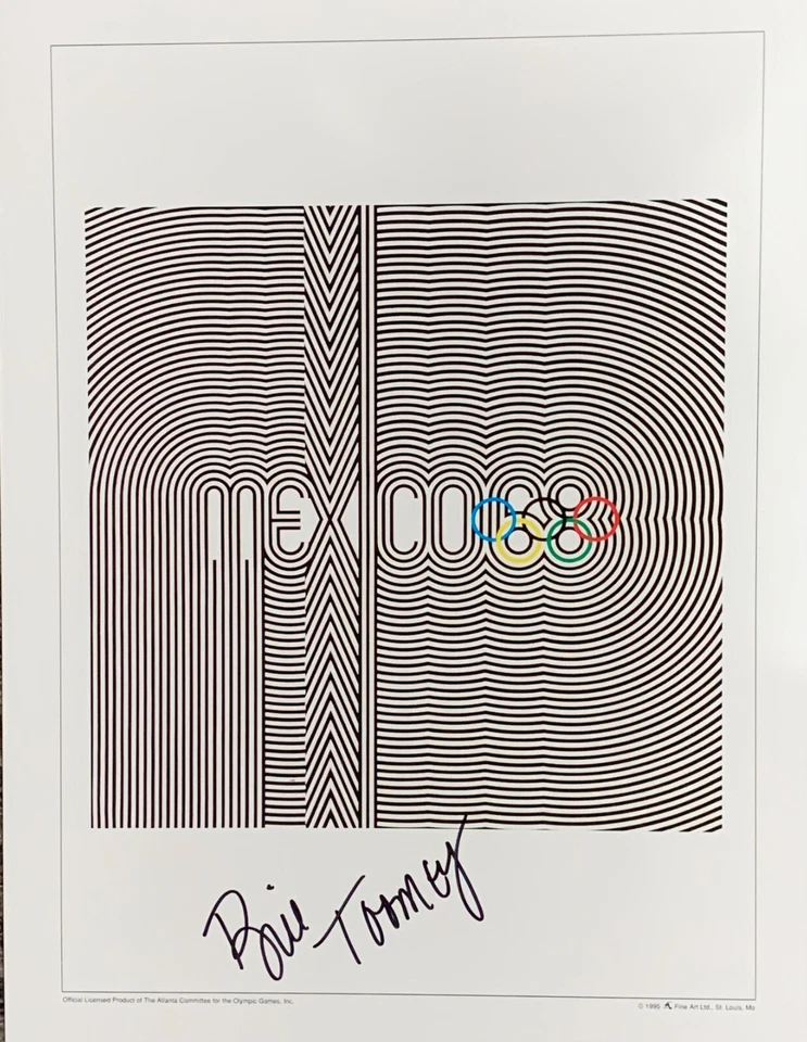 Póster 12x16 de los Juegos Olímpicos de México 1968 firmado por Bill Toomey ganado oro para Decathlon Foto 2 de 4
