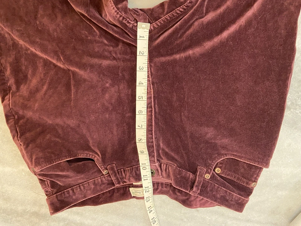 L.L. Pantalones elásticos de terciopelo púrpura talla 12 Bean pierna recta suaves tiro alto cremallera Foto 4 de 4