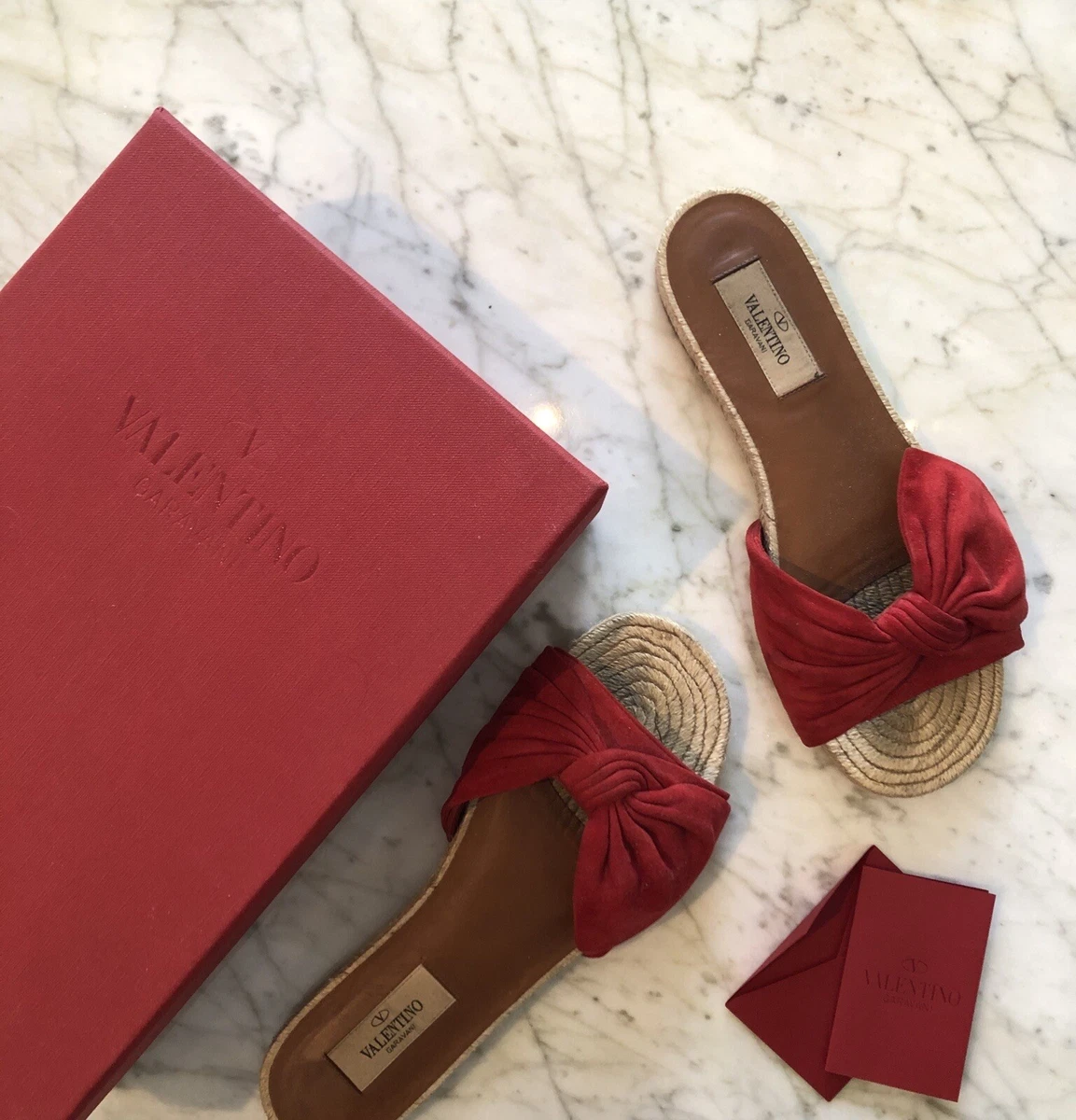 Valentino red slides sales