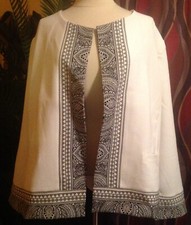 Chico' S Nwt $159 20/22 Black White Printed Border Alabaster Women's Jacket