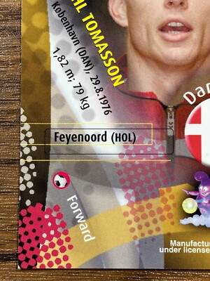 Panini 2002 World Cup Card No.39 Jon Dahl Tomasson FW Denmark