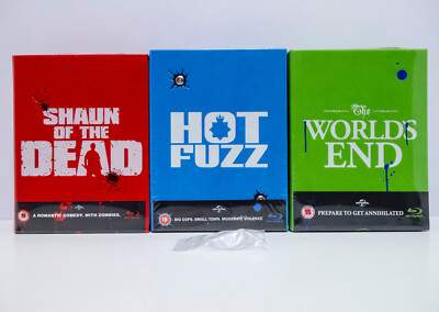 Shaun of the Dead,Hot Fuzz+Worlds End Blu-ray Steelbooks 1 Clicks Everything Blu