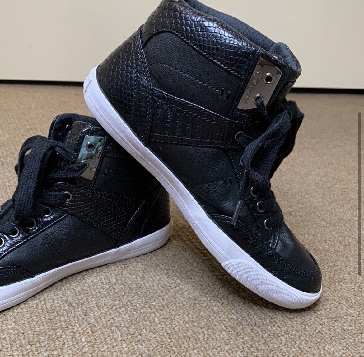 G by Guess black high top leather sneakers 7.5 - image 2