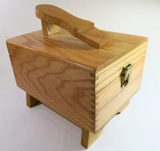 Refinished & Repurposed Unbranded Vintage Solid Oak Shoe Valet Case—Felt Lined