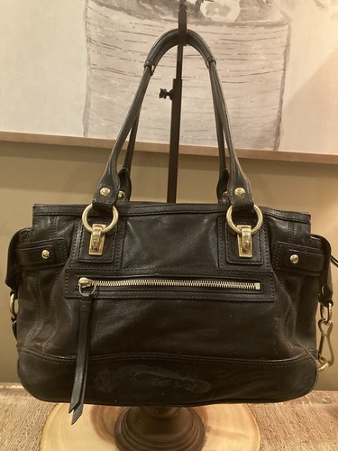 RARE COACH HAMPTON LINDSAY LG LEATHER TOTE SHOPPER SATCHEL BLACK 12475 - Picture 8 of 18