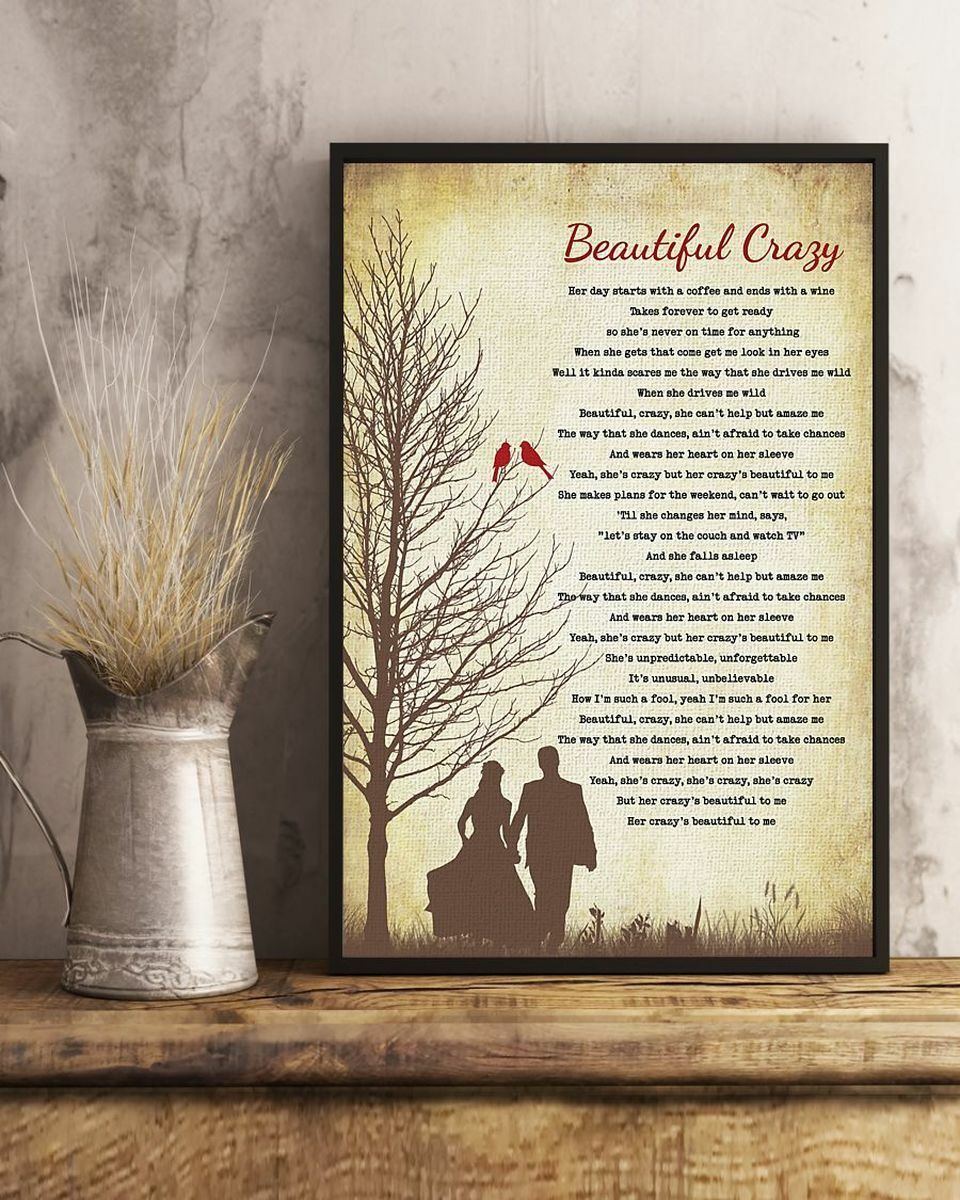 Beautiful Crazy Lyrics Couple and Cardinal Birds, Print Posters