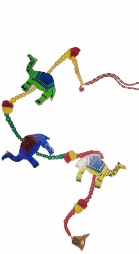 KSM Decorative Wall & Door Hangings with Beads & Brass Bell Strings (2 x Camel) - Picture 3 of 6