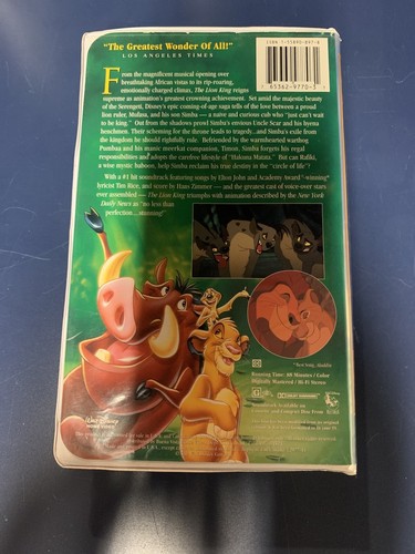 The Lion King VHS, 1994 Walt Disney Masterpiece Collection - Picture 5 of 9