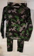 LANDS END Camo Winter PAJAMAS green Multi- Color Camo Size M 10-12 Boys