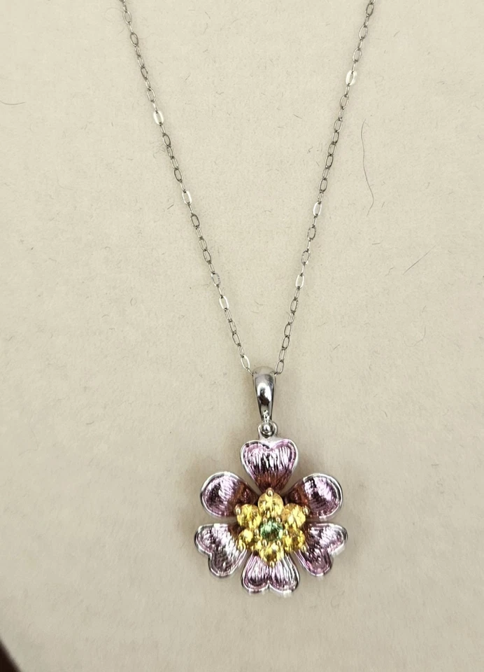 美丽的 14k 金黄水晶花朵项链  — 第 4/4 张图片