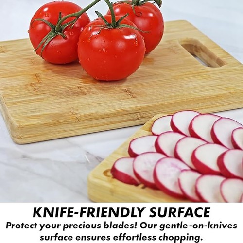 3pc Bamboo Cutting Board Set - Thick Wood Serving Boards For Kitchen Cooking [ - Picture 2 of 5