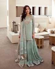 Pakistani 3 Piece Gharara Dress Faiza Saqlain "Sefana" 