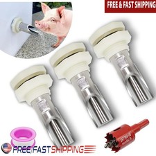 3 PCS Automatic Pig Nipple Waterer Stainless Steel Drinkers Livestock System New
