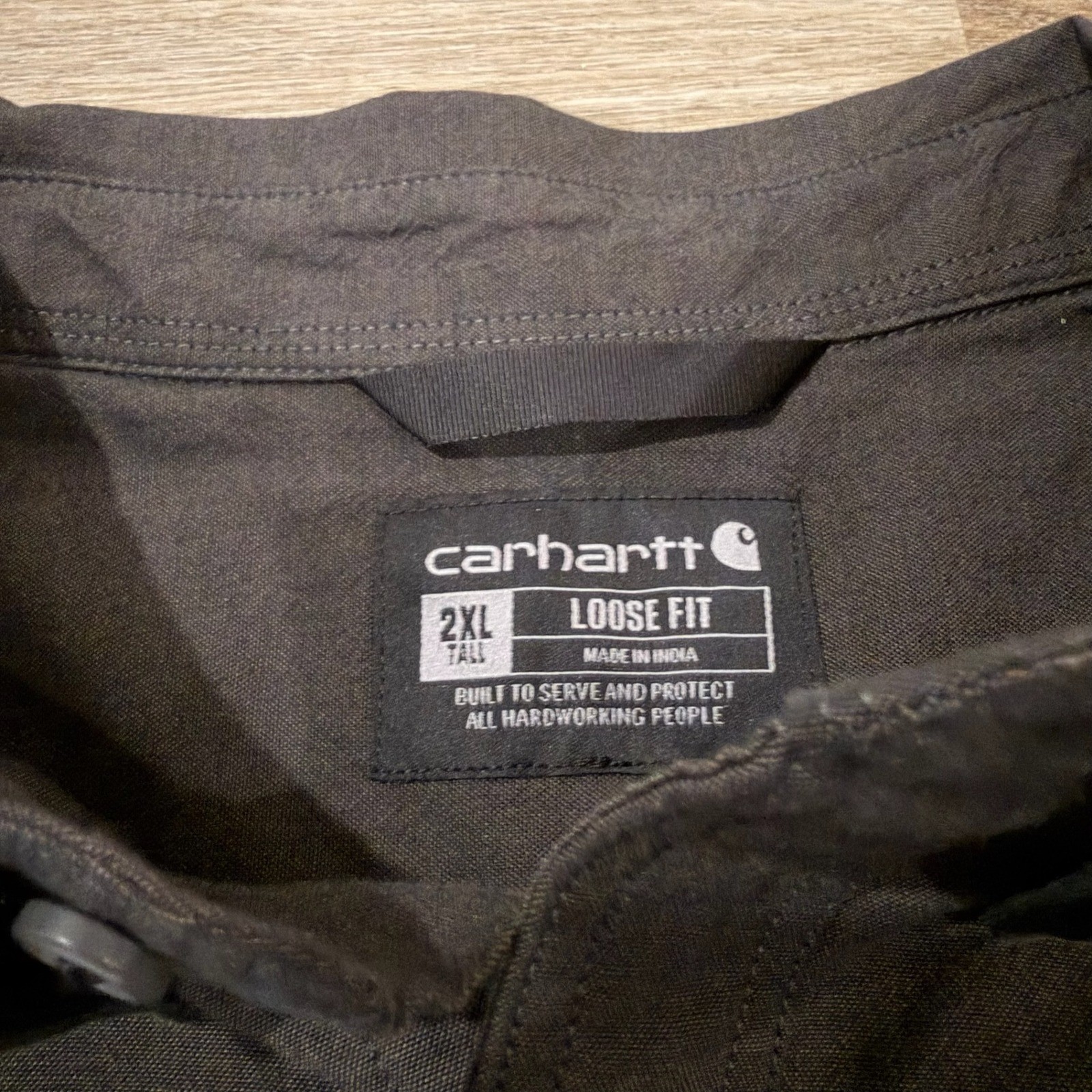 Carhartt Men's Black Force Solid Long Sleeve Shirt Loose Fit 2XL Tall Button thumbnail 4