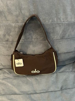 Alo Brown Shoulder Bag for Women with Logo Accent, Zip Closure