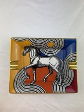 Hermes Cheval Cosmique Wechseltablett Porzellan Aschenbecher orange Teller Pferd