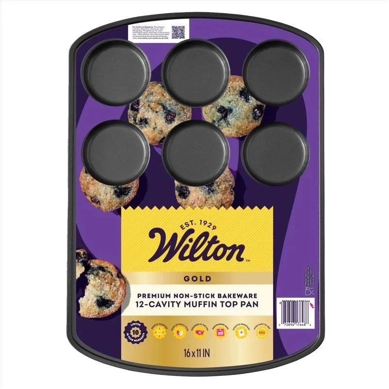 Wilton Black 12-Cavity Muffin Top Pan 16×11 in Non-Stick Bakeware Oven Safe