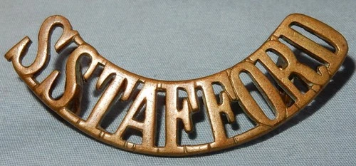 WW1 SOUTH STAFFORD MILITARY SHOULDER TITLE BADGE COFFIN LUGS WORLD WAR I