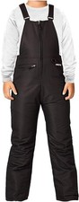 Arctix Kids Insulated Snow Bib Overalls, Black, Small Husky