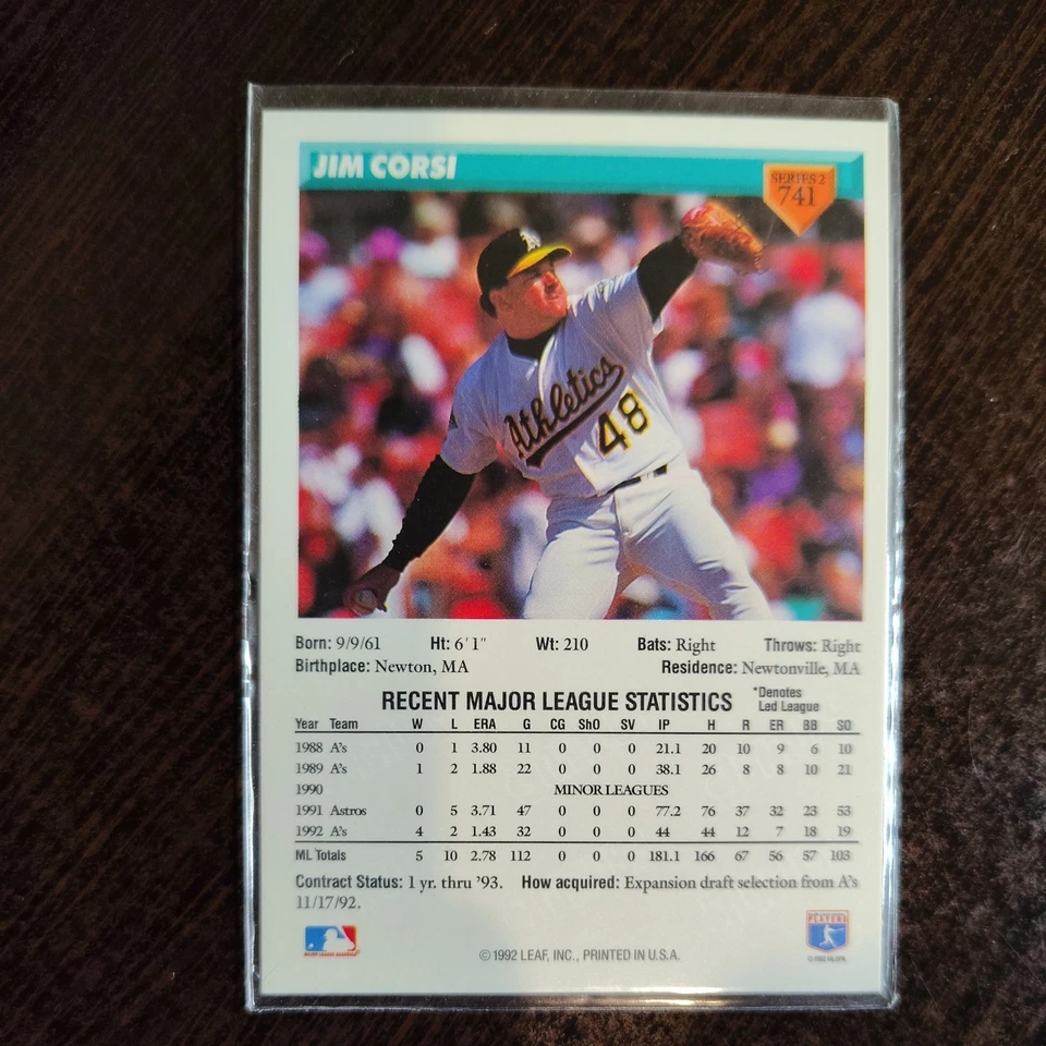 1993 Donruss - Jim Corsi #741 - Florida Marlins - Image 2 of 2