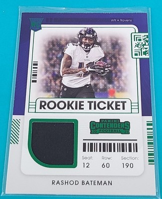 2021 Contenders Rookie Ticket Swatches #RTS-RBA Rashod Bateman Football Card E4