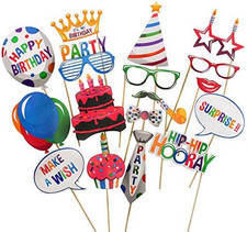 22 Pcs Happy Birthday Photo Booth Props - Funny DIY Creative Decor for Celebrati