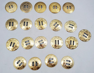 Lot of 20 Round Saddle Conchos Star Brass Color Round 1.5in Western Crafts Vtg