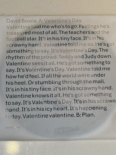 David Bowie Valentine's Day / Plan 7" Picture Disc Single 2013 SEALED MINT