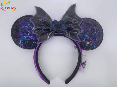 Disney Minnie Mouse Loungefly Exclusive Spiderweb Sequin Ear Headband NWT 1 Disney Parks Loungefly Halloween Spiderweb Minnie Sequin  main image 3