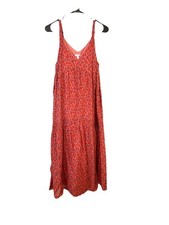 Joie Bondi Light Cotton Tiered Red Abstract Print Lined Maxi Dress S