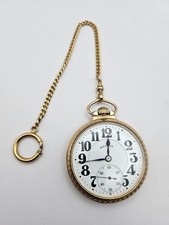 1923 Illinois Pocket Watch Bunn Railroad Grade 19j 16s Runs Cannot Set Hands 12K