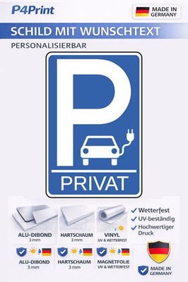 E Auto Parkplatz Schild personalisiert Wunschtext Privatparkplatz