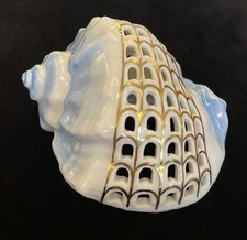 Herend Openwork Pierced Helmet Shell in Blue, White and Gold