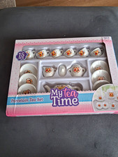 My Tea Time Porcelain Tea Set 15 Pcs Pretend Play Dish Set Boxed