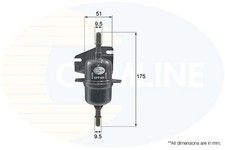 Image of Fuel Filter 51mm Outer ⌀ Fits Fiat Palio Seicento / 600 Siena Strada COMLINE