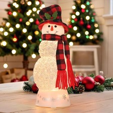 12in Christmas Snowman Snow Globe Lamp Musical Holiday Decor USB Timer