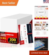 200 Count Thermal Laminating Pouches,5Mil,Hold 2 x 3.5 inch Business Card Lam...