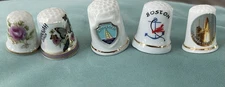 Thimbles Mixed Lot of 5-Ceramic 4 Souvenir -1 Floral~See Description For Info.