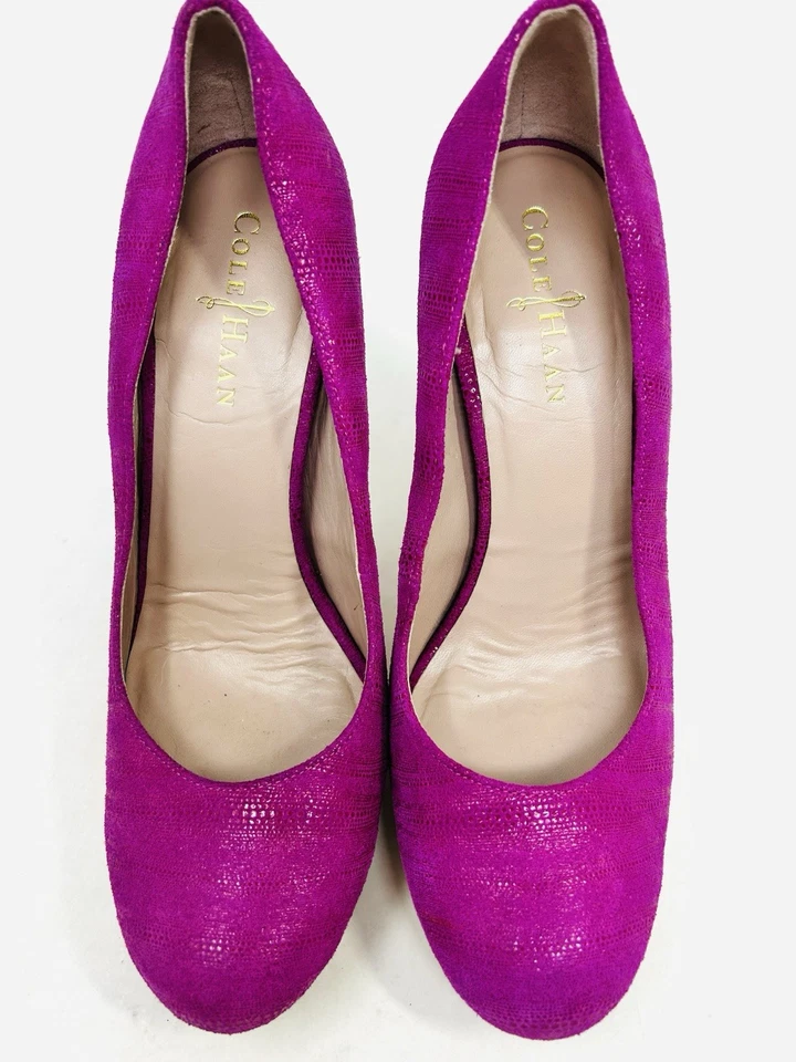 COLE HAAN Chelsea Magenta Platform Leather 4.5" Pump Size 8B - Image 3 of 4
