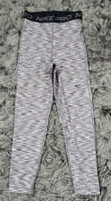 Nike Pro Leggings Womens XS Pink Gray Pro Dri-FIT Compression Waist Striped Yoga