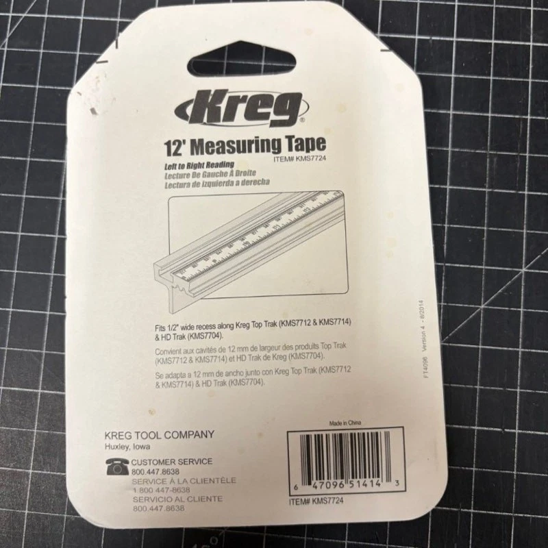 New Kreg KMS7724 12' Left-Right Reading Measuring Tape for Top Trak - Image 2 of 2