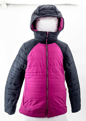 Flylow Mia Snow Jacket Coat Women's L Hooded Insulated Pink Grey Ski Snowboard