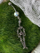 Skeleton Dangle Belly Ring Navel Piercing Pierced Naval Body Jewelry