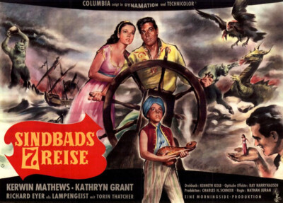 Sindbads 7. Reise ORIGINAL A0 Kinoplakat Ray Harryhausen / Kerwin Mathews