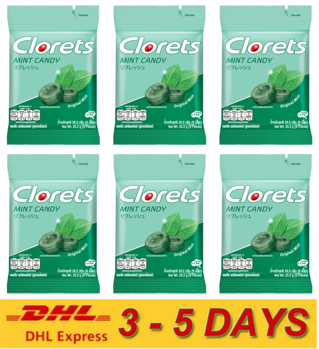 6 x Clorets Actizol Plus Cool Mint Candy Flavored Freshness Fresh