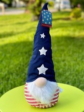 Patriotic Gnome 18" Red White Blue Star Stripes Hat July 4th Colonial Mantle NEW